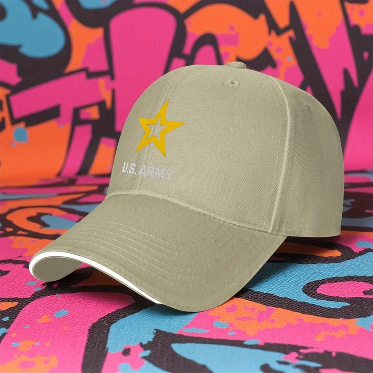 with five pointed star US ARMY Print Baseball Cap Golf Hat for Women Men polyester material breathable all season unisex Light