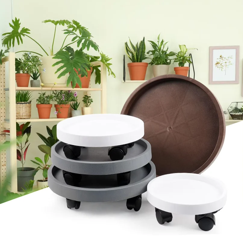 

Round Movable Flower Pot Stand Tray with Wheels Heavy Duty Planter Bonsai Pot Mobile Tray Multifunctional Flower Disc Base