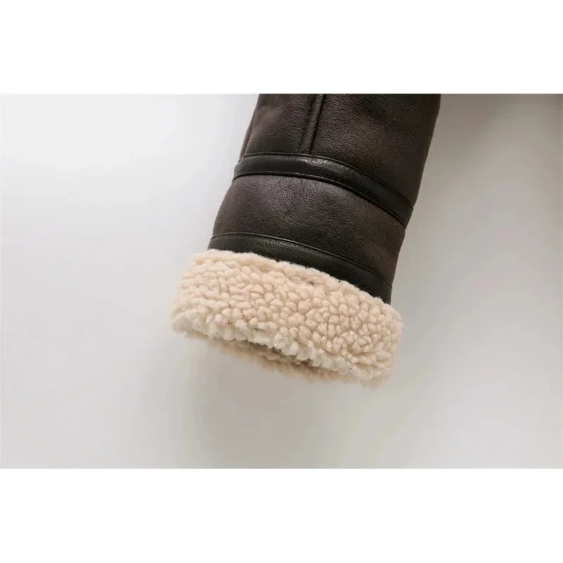 

Halloween Costumes Cosplay ★ Woman's Fashion Thick Warm Faux Shearling Jacket Coat Vintage Long Sleeve Belt Hem Female ☆New