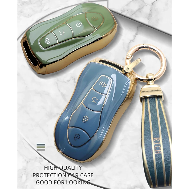 

Luxurious Golden Edge Remote Key Case Cover For Geely Azkarra FY11 Atlas Pro New Emgrand GS X6 SUV EC7 Keychain Car Accessories