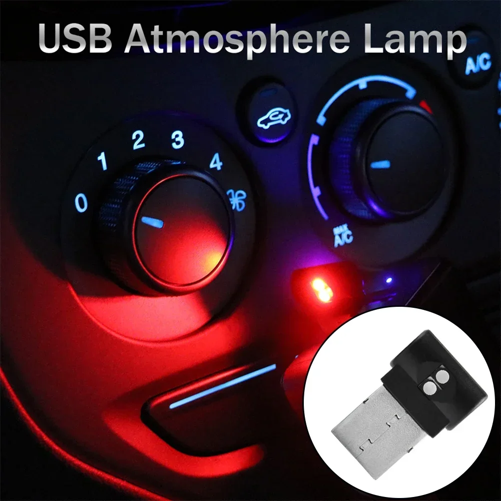 Car Mini USB LED Ambient Light Decorative Atmosphere Lamps Auto PC Computer Portable Lights Plug Play Cars Interior Accessory