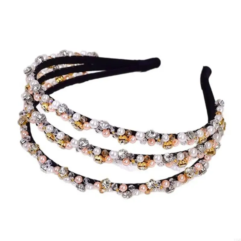 

Shimmering Imitation Pearls 3 Rows Hair Accessory Bridal Headbands for Women