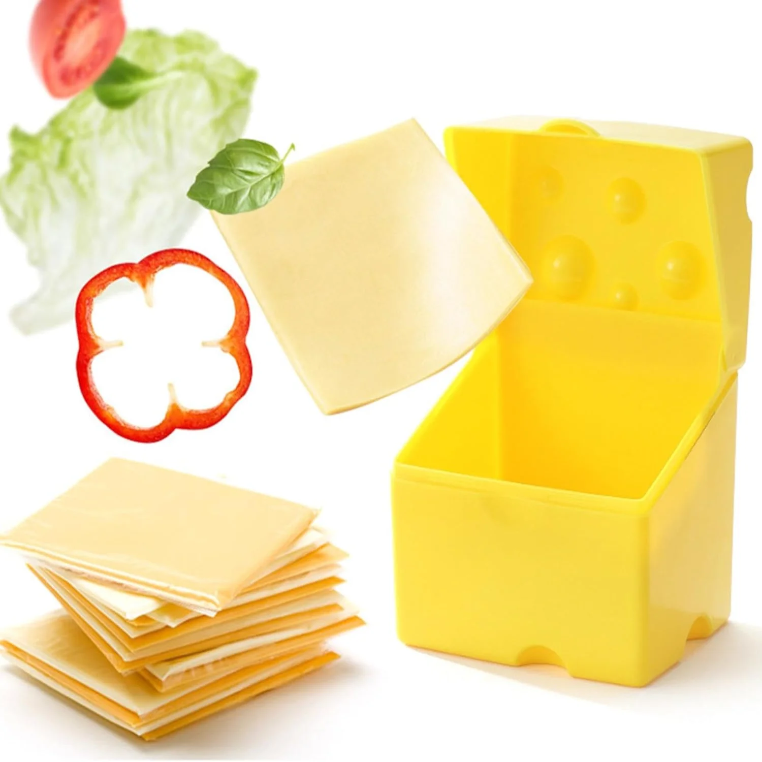 Sliced Container, Cheese Containers With Lid Large Capacity Food Container Cheese Design Fruit And Vegetable