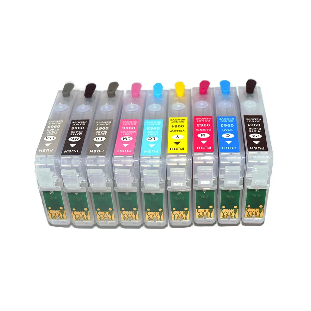 T0961- T0969 Refillable Ink Cartridge WIth Auto Reset Chip For Epson Stylus Photo R2880 Printer