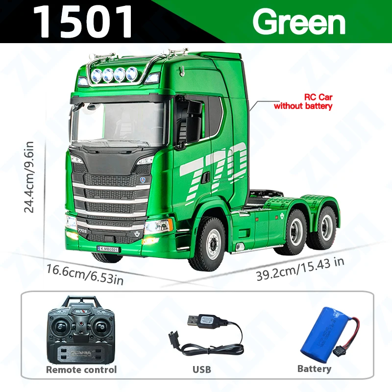 HUINA 1501 770S 1/18 RC Truck met Demon Eye geluid en licht 2.4G 19CH afstandsbediening auto model van metaal zware vrachtwagen aanhanger kinderspeelgoed