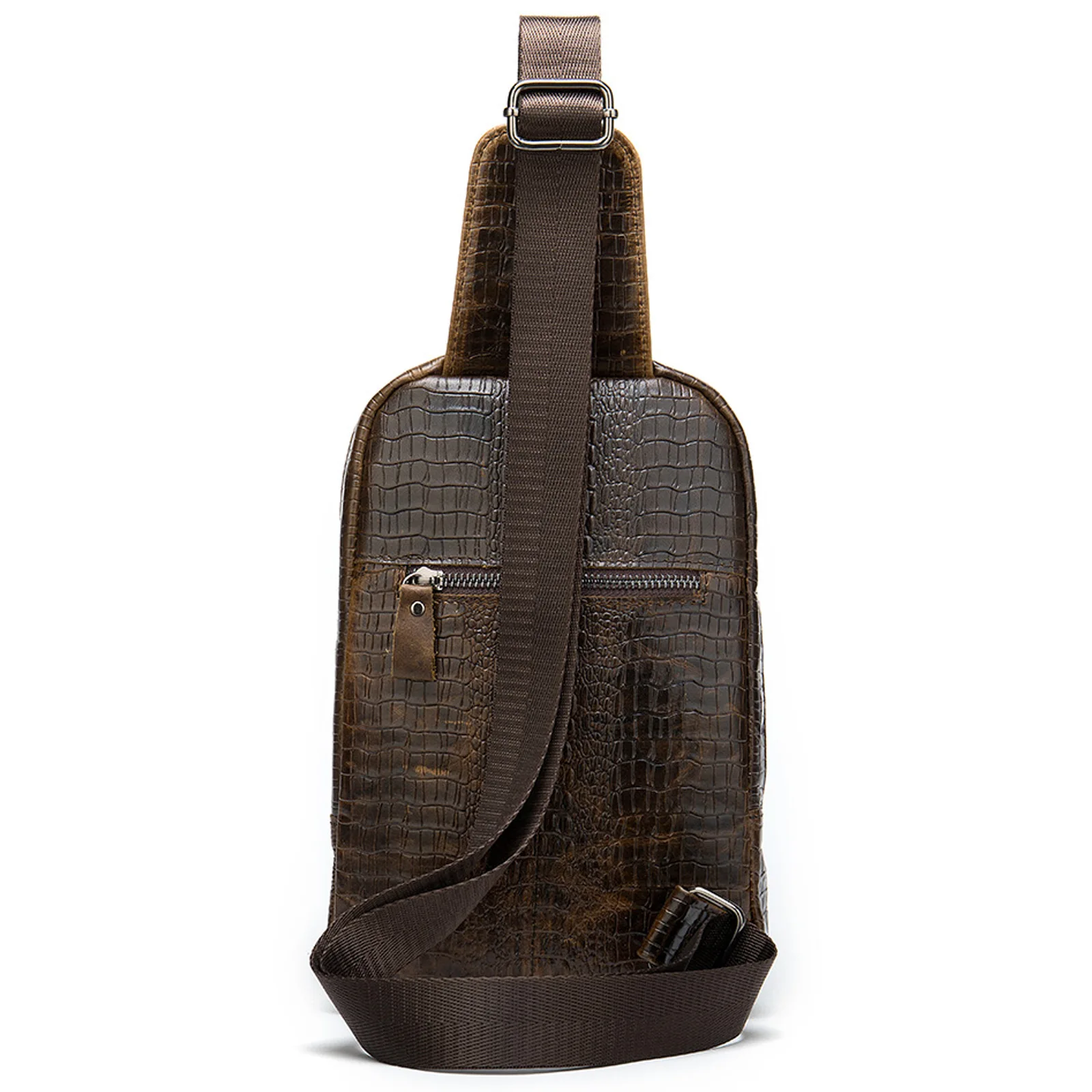 الرجال النساء التمساح نمط حقيبة كتف جلد البقر الحقيقي الترفيه في الهواء الطلق رسول حقائب كروسبودي حبال الصدر حزمة للجنسين #2