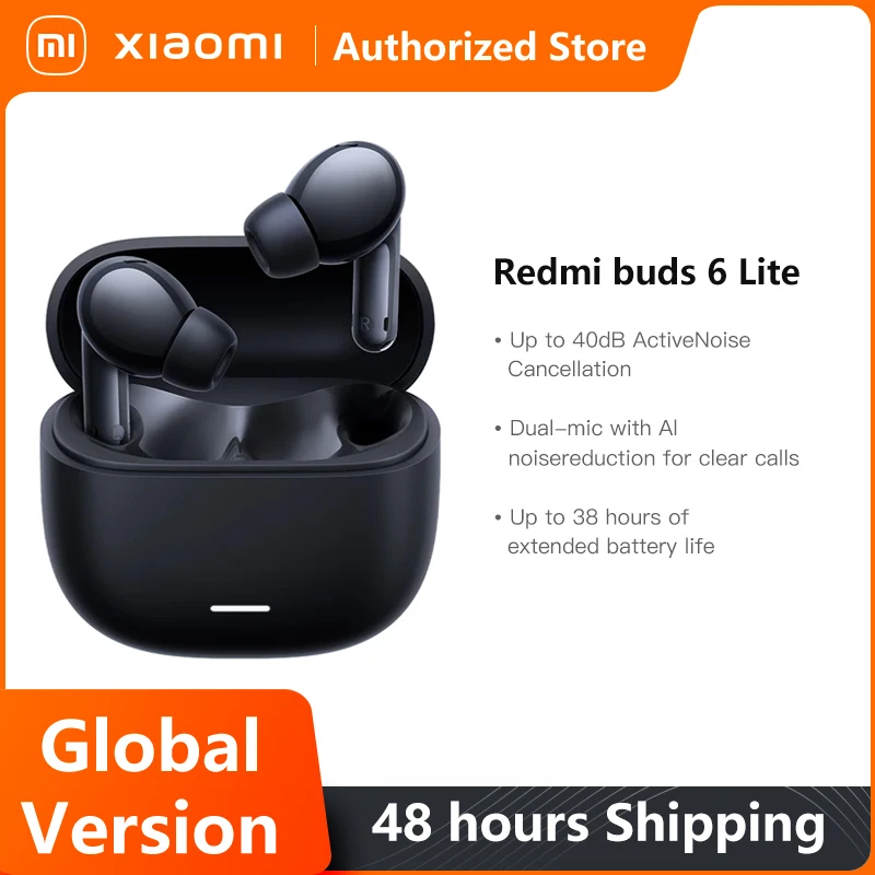 Global Version Xiaomi Redmi Buds 6 Lite Earphone TWS 40dB TWS Wireless AI Noise Cancellation 38H Battery Life Wireless Headset