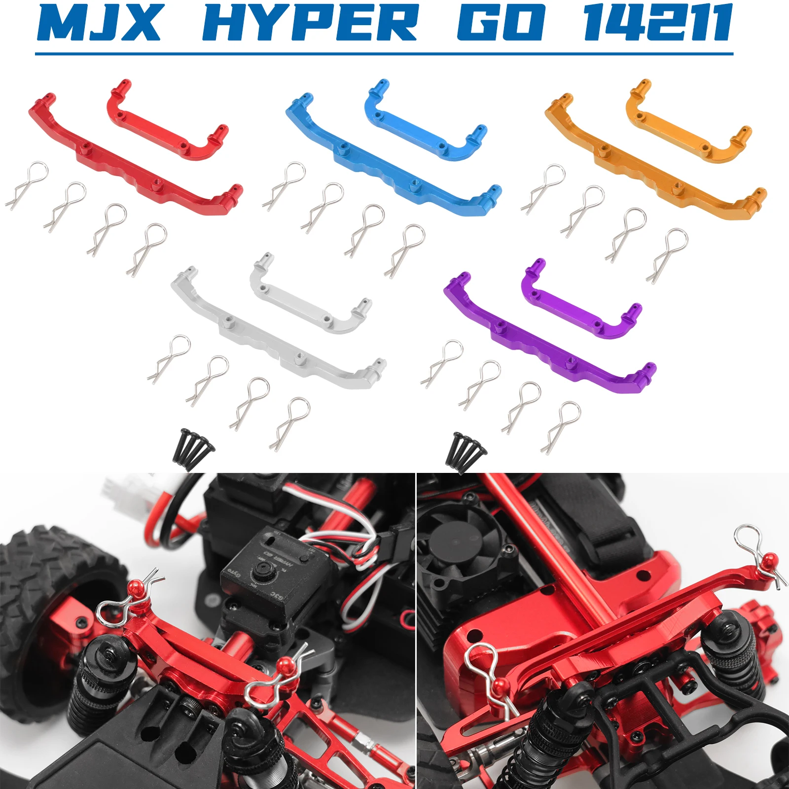 

Metal front and rear car shell pillars for MJX HYPER GO 1/14 14211 remote control model car modification accessories