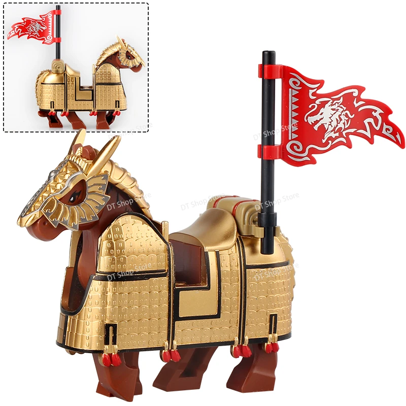 New Chinese History The Three Kingdoms Mount War Horse Armor DIY Building Blocks Toys Gift For Boys Girls Juguetes