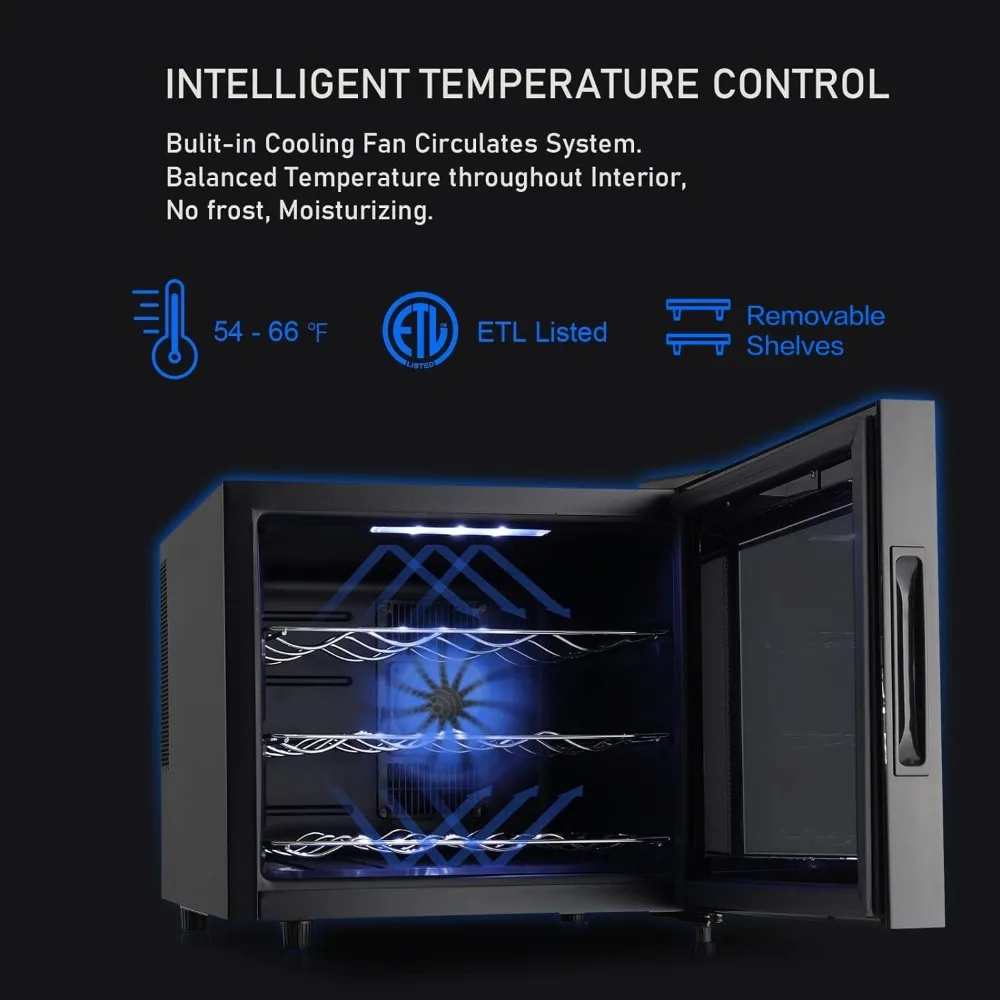 Weinkühler-Kühlschrank, Upgrade 12-Flaschen-Weinkühlschrank klein, Weinkühler-Temperaturregelung auf der Arbeitsplatte, 46–66 ° F Dual Chip, Mi