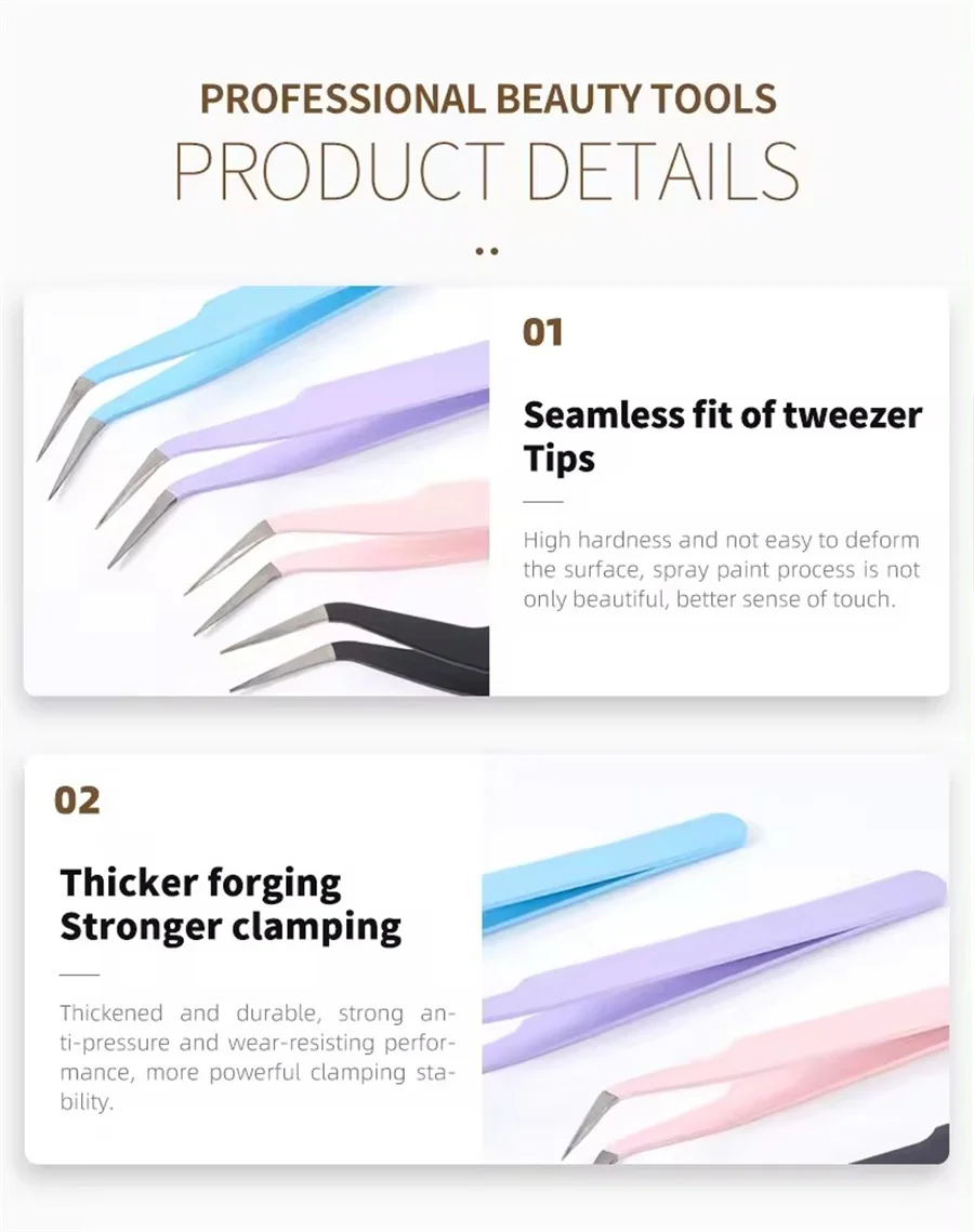 Pincettes à faux cils, 1 pièce/4 pièces, Clips coudés pour débutants, haute précision, ensemble d'outils de greffage sûrs