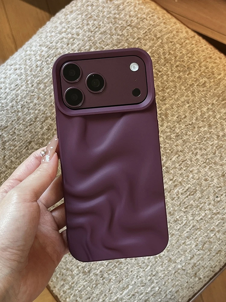 Stilvolle 3D-Wellen-Handyhülle mit glänzendem, pinkfarbenem Rückenteil für iPhone Air 11 12 13 14 15 17 18 Pro Max – Detail 6