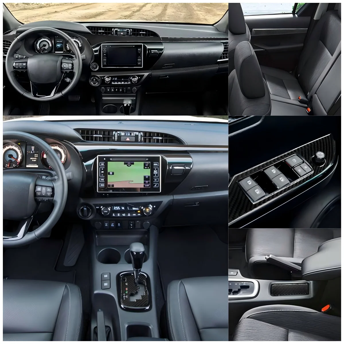 

Carbon Fiber Car Dashboard Panel Sticker Gear Window Lift Door Decorative Trim Styling Accessories For Toyota Hilux 2015-2024