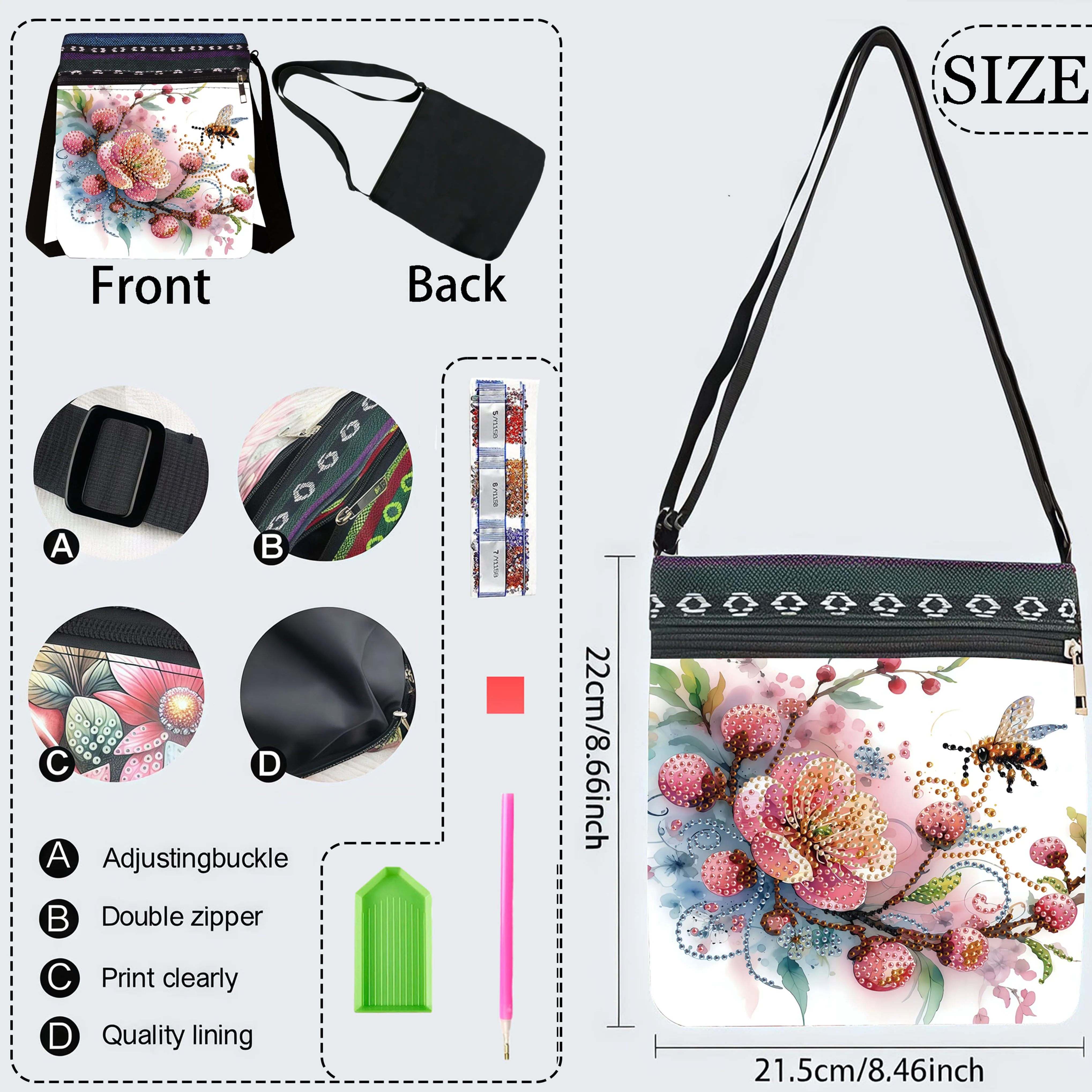 1 Piece Diamond Painting kit Messenger bag flower bee Pattern canvas Material for home Essentials, Mother's Day gift