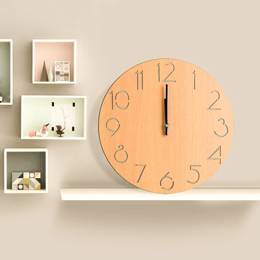 Silencioso simples relógio de parede de madeira luz marrom redondo criativo quartzo para casa quarto sala estar escritório decorativo pendurado parede