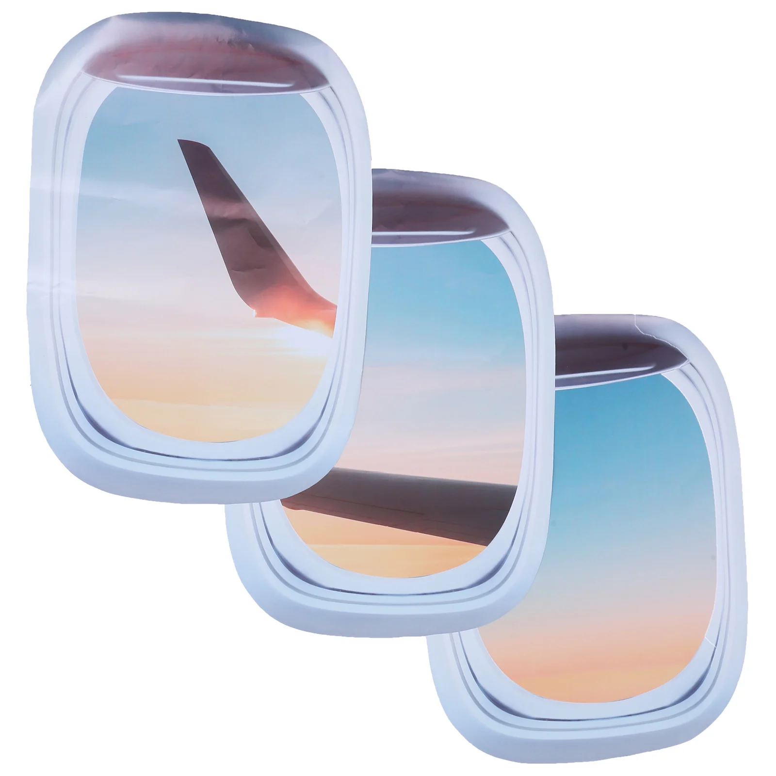 3 ชิ้น Cloud สติ๊กเกอร์ติดผนังตกแต่งรูปลอกประตูกระเบื้องเซรามิคหน้าต่างเครื่องบินดู