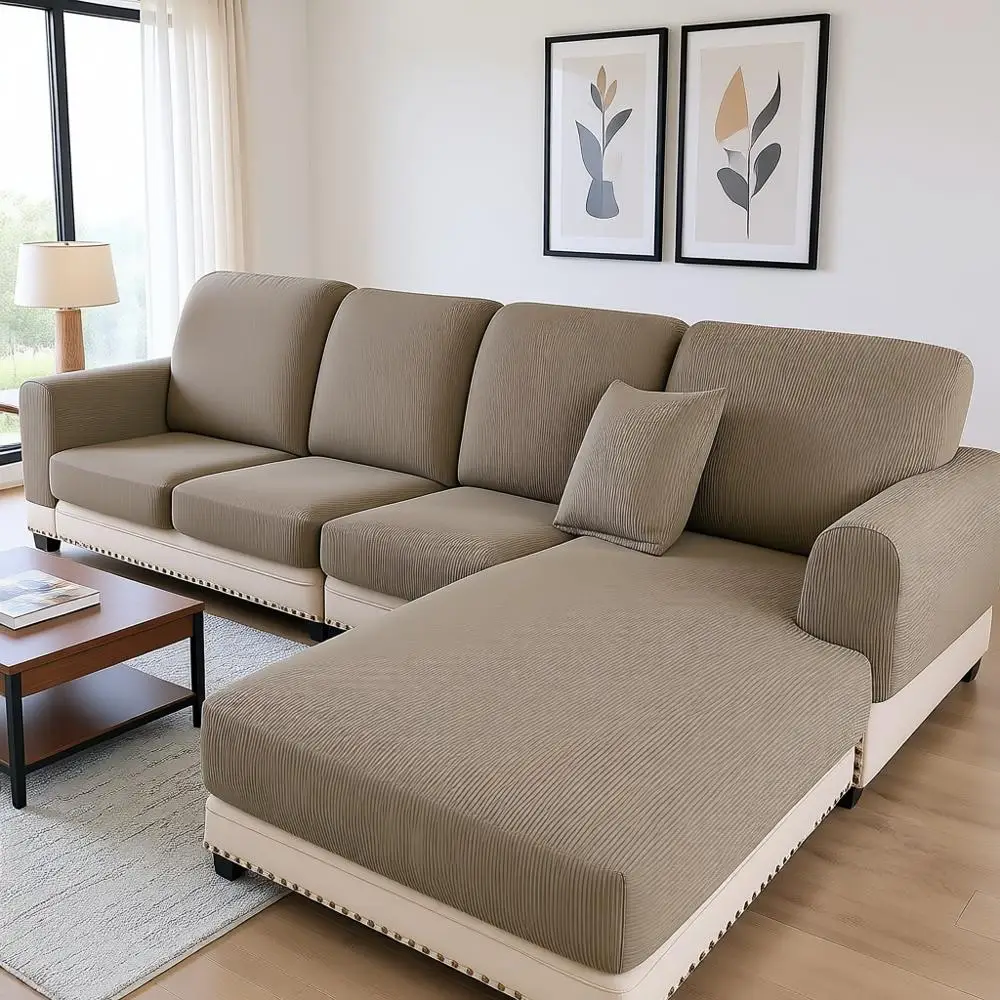 

Sectional Couch Covers, Cushion L-Shaped Couch Cover, Washable Couch Cushion Covers, Stretch Sofa Slipcovers with 2 Pc Pillowcas