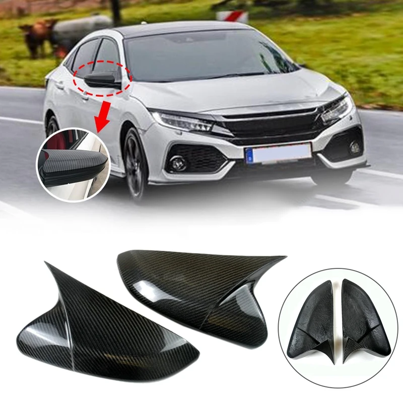 

Боковые зеркала заднего вида для Honda Civic 10Th TYPE-R 2016-2021 2019 2020 из углеродного волокна, декоративная отделка, автомобильные аксессуары