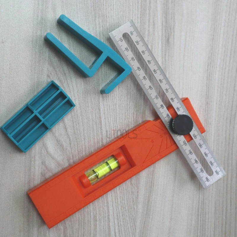 

Woodworking Parallel Line Ruler Durable and Foldable Positioning Ruler Manual DIY Measuring Tools with Precise Horizontal Bubble