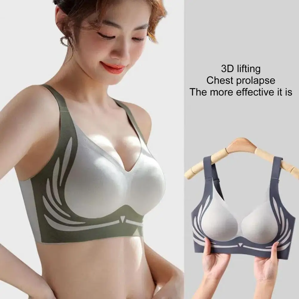 Women Sports Bra Elastic Shoulder Strap Wireless 3D Cup Shockproof Push-up Underwear Sport Yoga Color Matching Daily Lady Bra