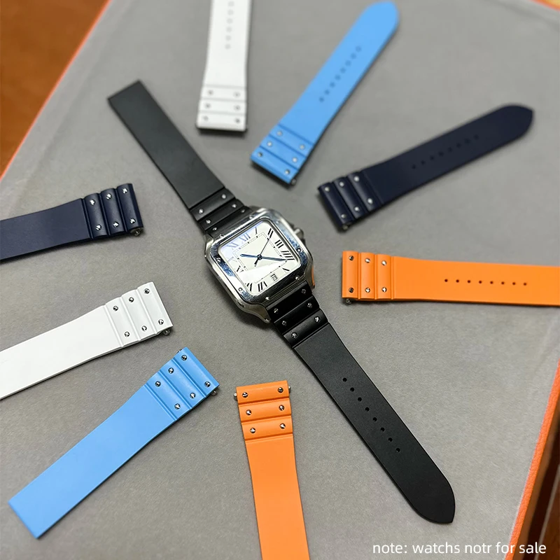  جديد سريع الإصدار حزام مطاط الفلور لساعة كارتييه سانتوس للرجال 39.8 مللي متر حافظة 21 مللي متر FKM حزام (استيك) ساعة 18 مللي متر مشبك قابل للطي #2