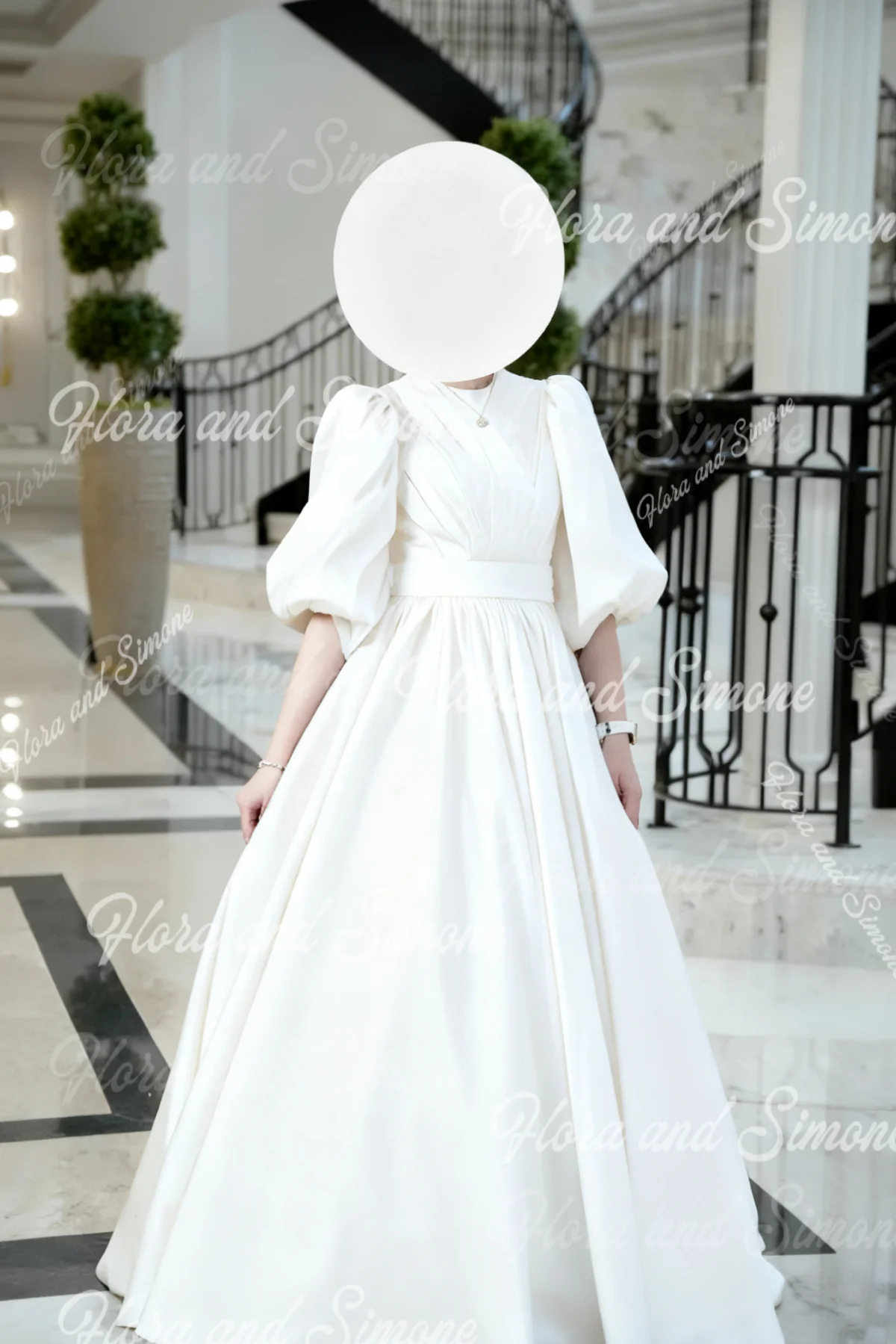 Customized Green Flower Girl Dress For Wedding Satin High Waist 3/4 Sleeves Puffy Kids Birthday First Communion Princess Gowns