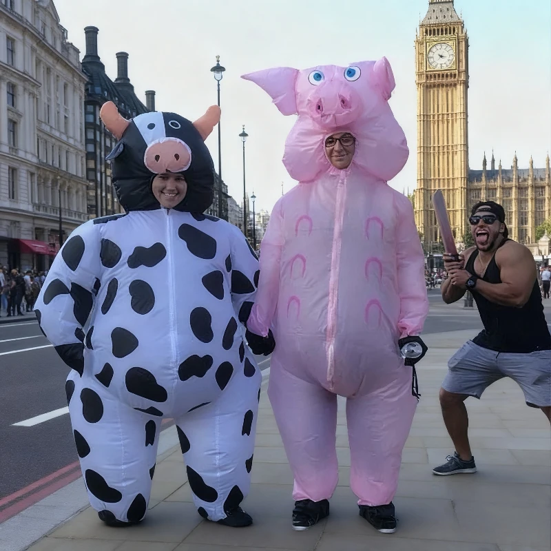 نفخ البقرة زي الكرتون خنزير تفجير دعوى الحيوان موضوع حفلة تأثيري مضحك مجموعة هالوين كرنفال زي الدعائم هدية #1