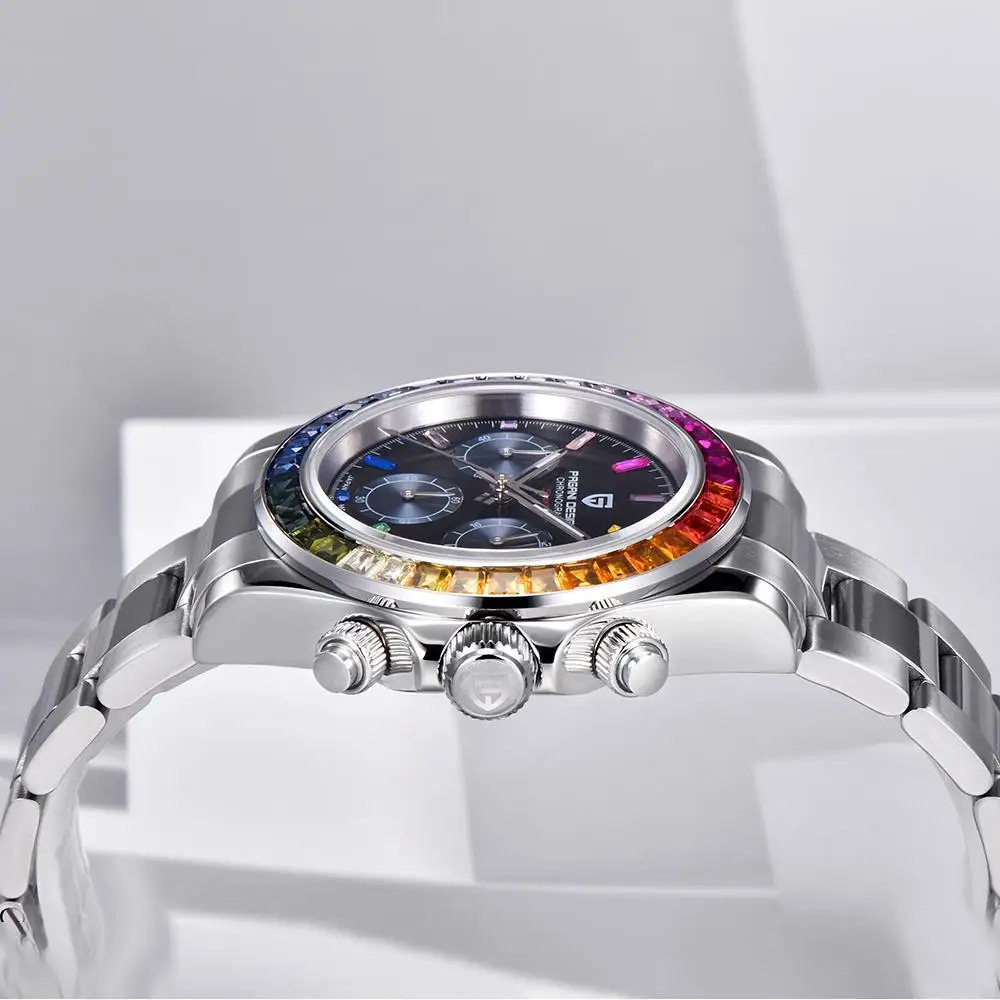 PAGANI DESIGN 2026 New VK63 Rainbow Circle Luxury Quartz Watch For Men Stainless Steel 30M Waterproof Chronograph Reloj Hombre