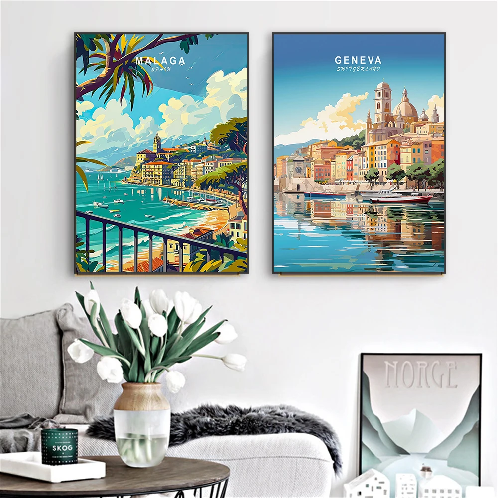 Florence Italy Print Travel Art Poster Italy Sunset Print Cinque Terre Travel Canvas Painting Split Rock Lighthouse Room Decor