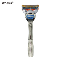 iRAZOR Man F5 5-layer Fusion Blade Safety Razor Manual Shaver Heavy Weight Handle Barber Tool for Husband Father Gift