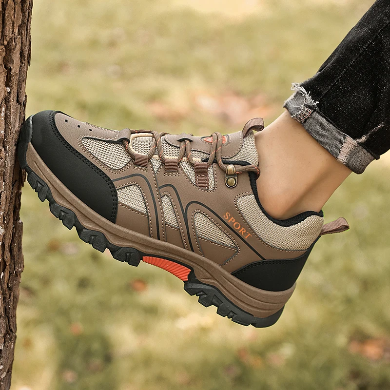 Chaussures de randonnée en maille respirante à lacets pour hommes et femmes, baskets décontractées pour femmes, chaussures de montagne noires,