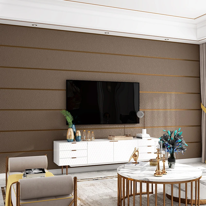Modern Deerskin Striped Background 3D Wallpaper Bedroom Living Room Hotel Box Home Decoration Non-self-adhesive Wall Sticker