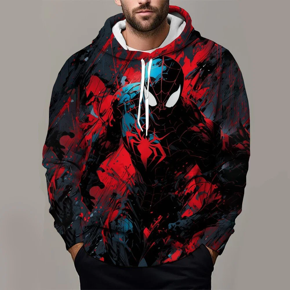 

MINISO Men's Hoodie Spiderman Boys and Girls Hoodie 3D Printed Pullover Marvel Men's Hoodie Autumn Fashion Men's Clothing