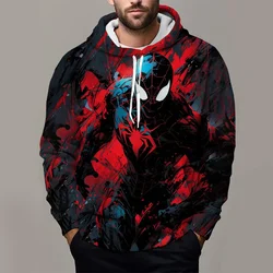 MINISO Herren Kapuzenpullover Spiderman Jungen und Mädchen Kapuzenpullover 3D-gedruckter Pullover Marvel Herren Kapuzenpullover Herbstmode Herrenbekleidung