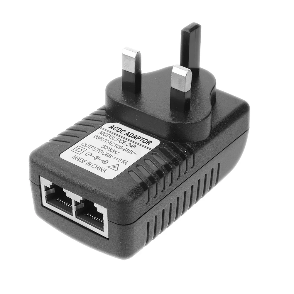 

Injector 1A 24V Dc Power Over Ethernet Adapter with Over Voltage Temperature Current Protection for Router Camera Uk Plug