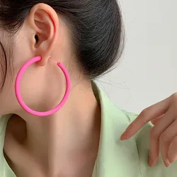 Trendy C Shape Big Round Hoop Earrings For Women Girl Korean Geometric Resin Circle Acrylic Earrings Fashion Jewelry Party Gifts