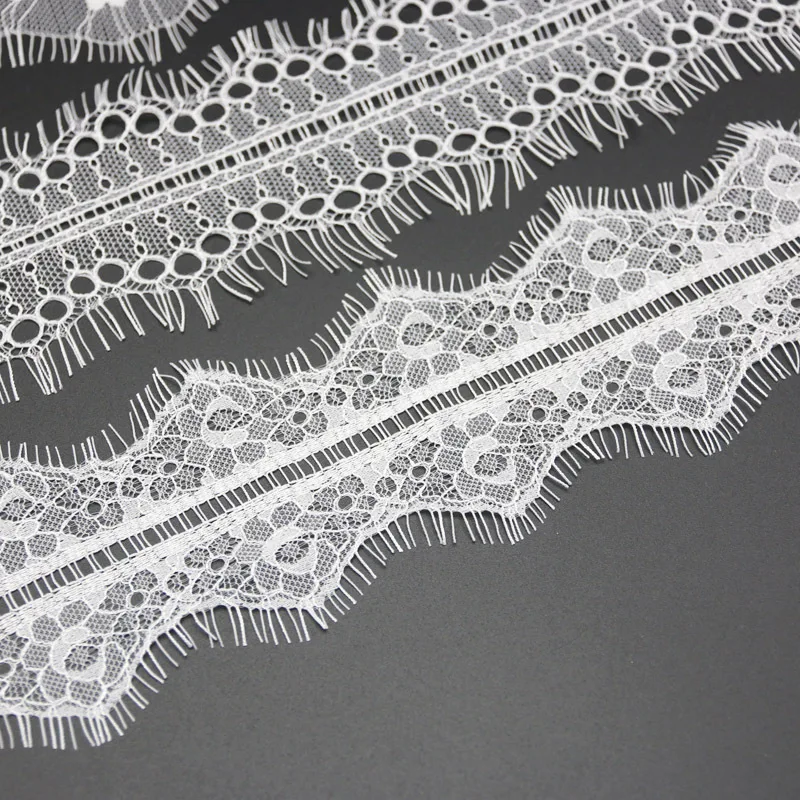 (3 meters/lot) White Eyelash lace fabric Sewing Garment Ribbon Wedding Dress Curtain Material