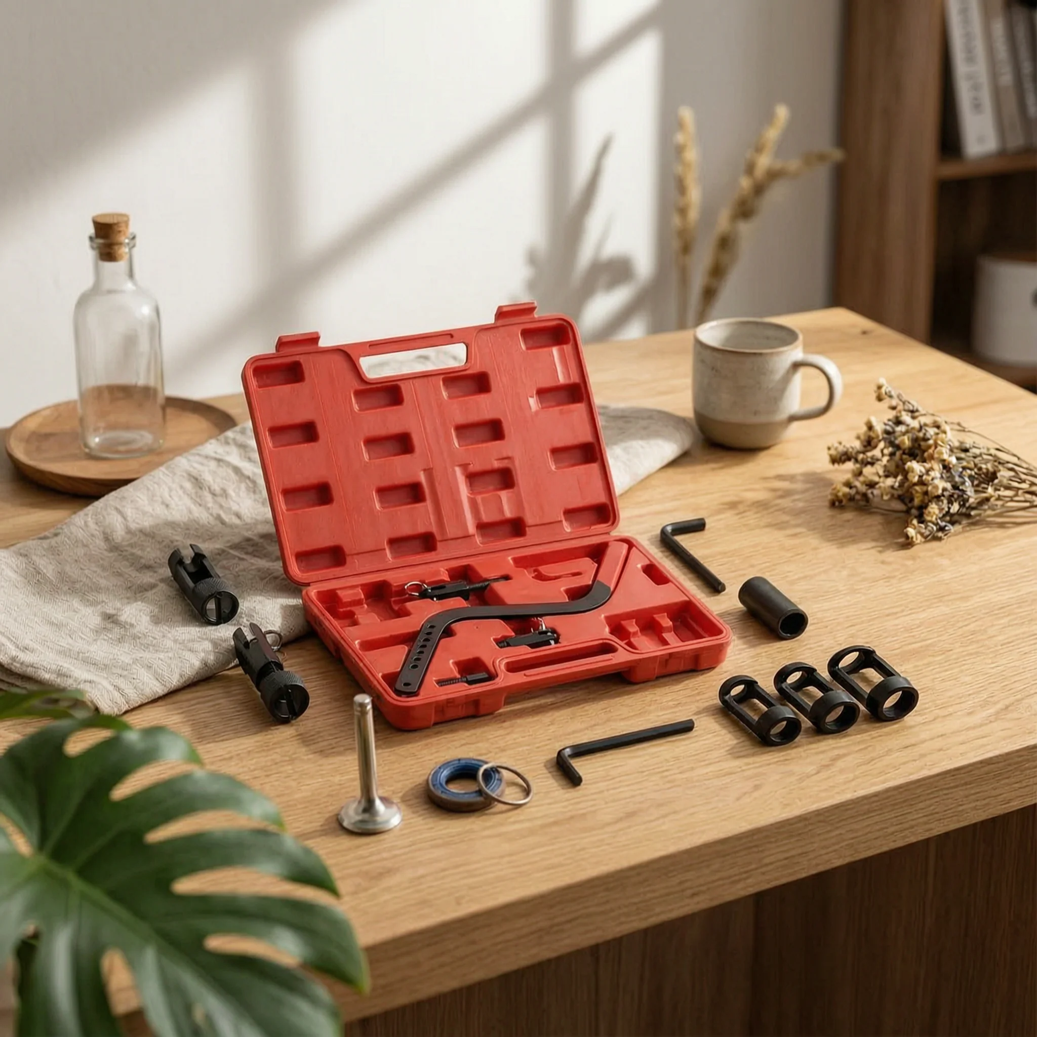 Valve Spring Compressor Tool Kit Professional Valve Spring Compressor with Carrying Case High Strength Easy to Organize