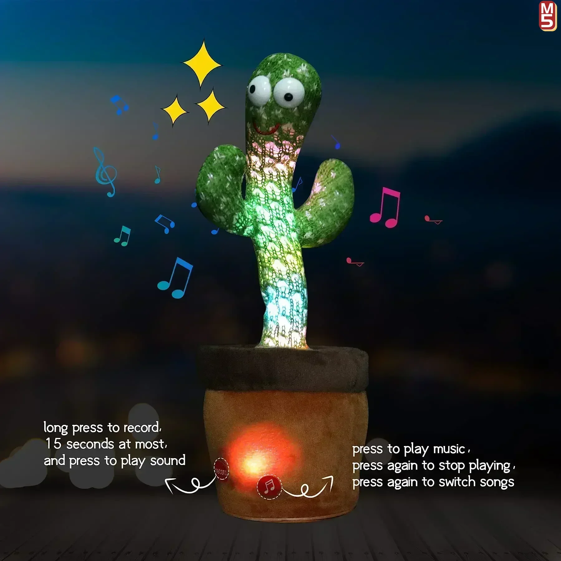 Juguetes electrónicos de peluche para bebé, modelo de Cactus sol, Cactus parlante bailando con 120 canciones, regalos de cumpleaños y Navidad para niños