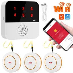 Tuya WiFi Wireless Caregiver Pager Patient SOS Call Button Lift Alert Systems For Seniors Disabled Patients Elderly  At Home