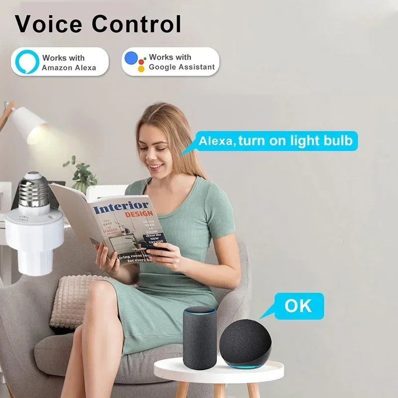 Tuya WiFi ZigBee E27 Lamp Socket Smart Light Bulb Holder Switch Adapter Smart Life Timing Control Works with Alexa Google Home