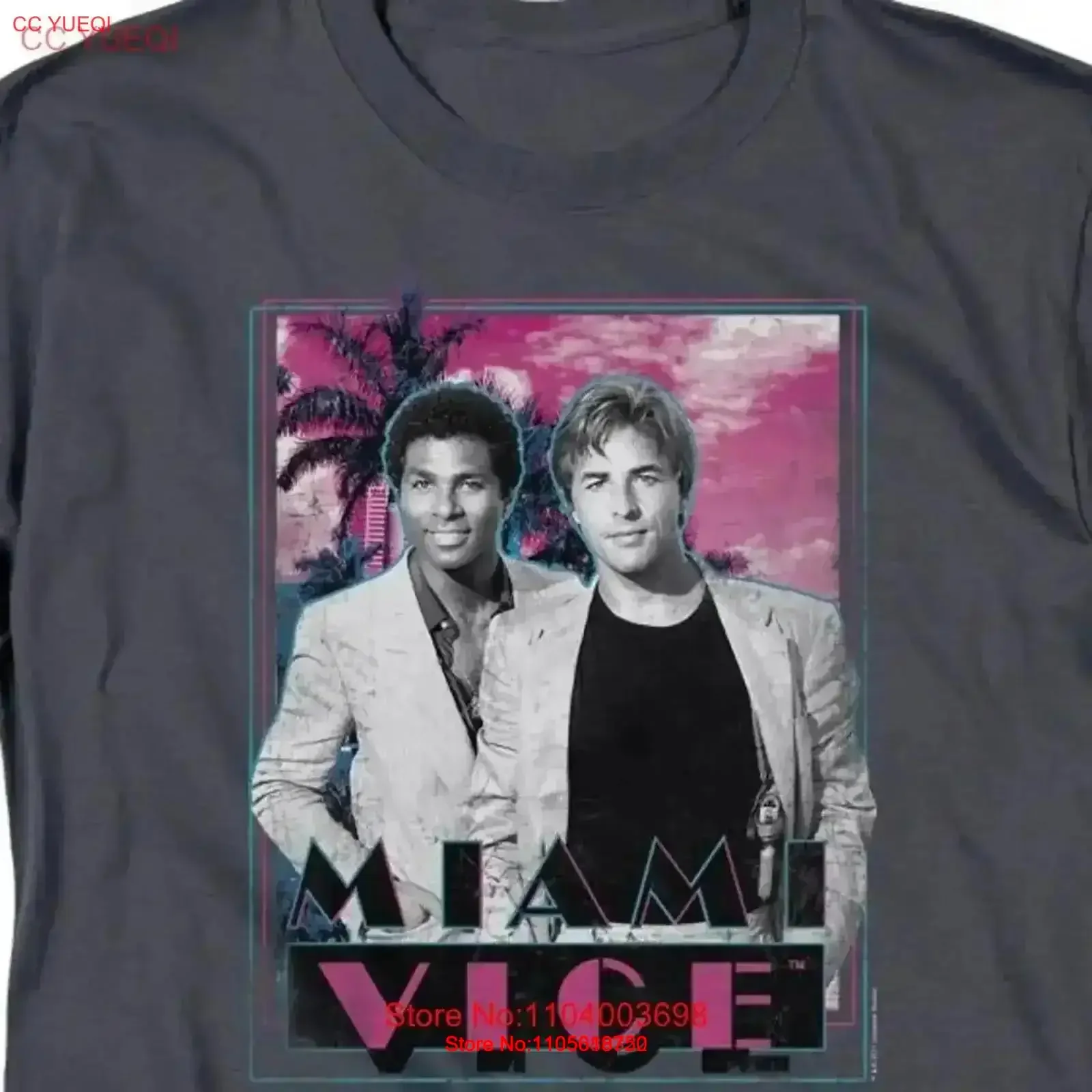 Miami Vice Gotchya Adult Charcoal T Shirt vintage Washed Soft graphic Stretched homme Casual Versatile streetwear fashion