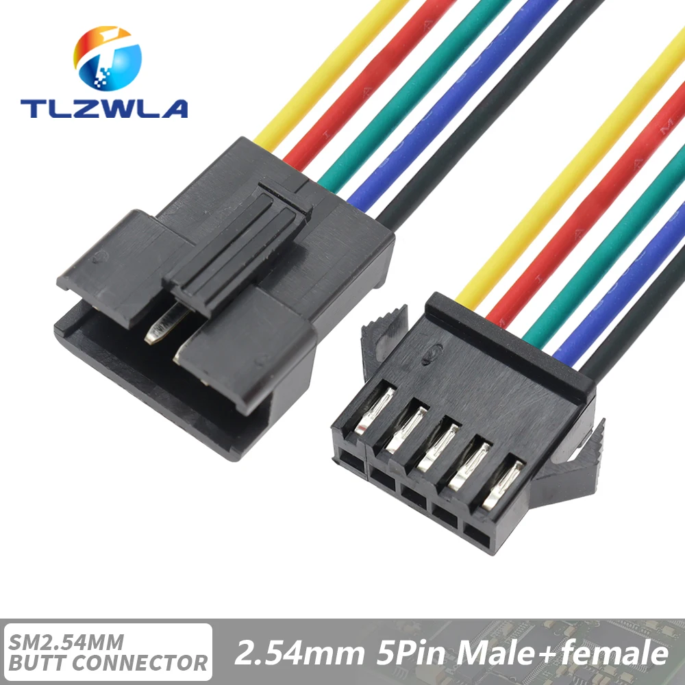 10PCS JST SM 2/3/4/5/6Pins 2,54 MM Stecker Männlich zu Weiblich Draht Stecker kabel zopf Stecker LED verbindung linie 20cm Lange