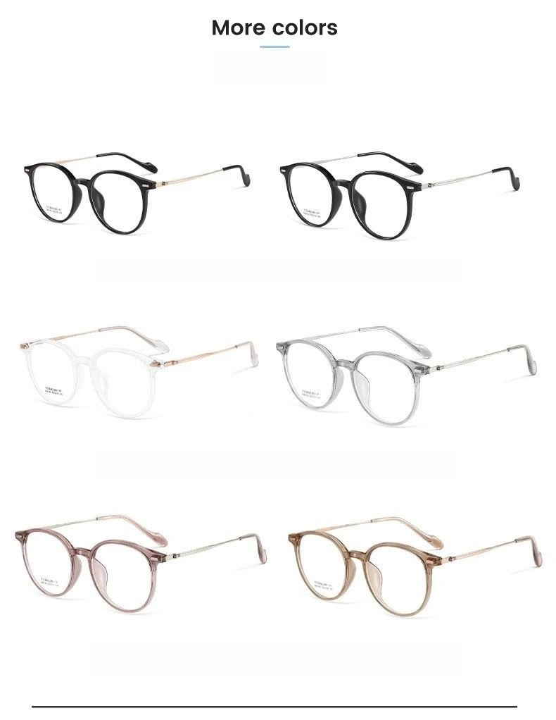 YIMARUILI Mode Ultra-licht Flexible TR90 Brillen Männer Retro Runde Reinem Titan Optische Brillen Rahmen Frauen – Detail 11