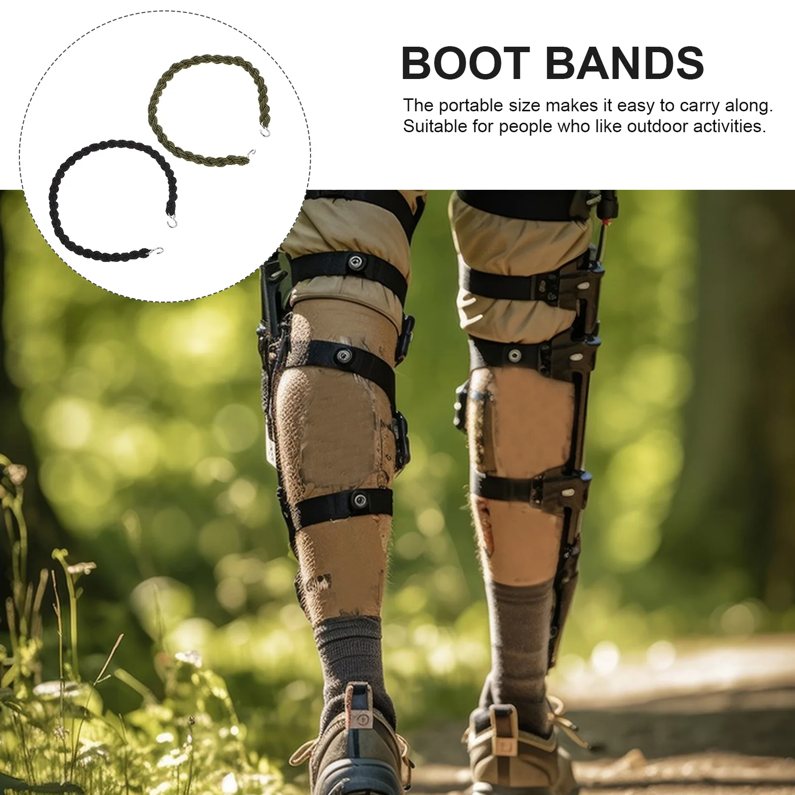 

8pcs Boot Bands Leggings Ropes Elastic Outdoor Straps Black Green Hiking Supplies Sandproof Insectproof Leg Straps