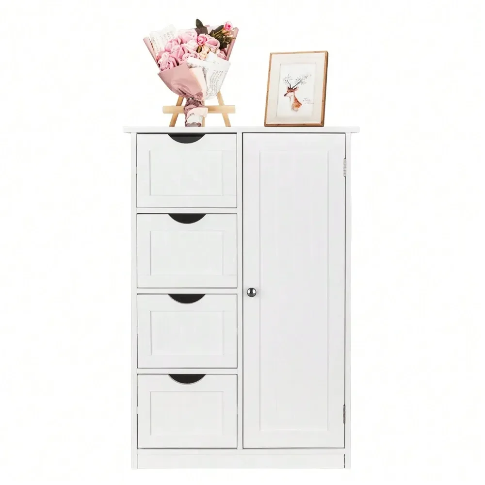 

Door Bathroom Storage Cabinet With 4 Drawers White Home Bathroom Decor Bathroom Organizer Summer Back To School