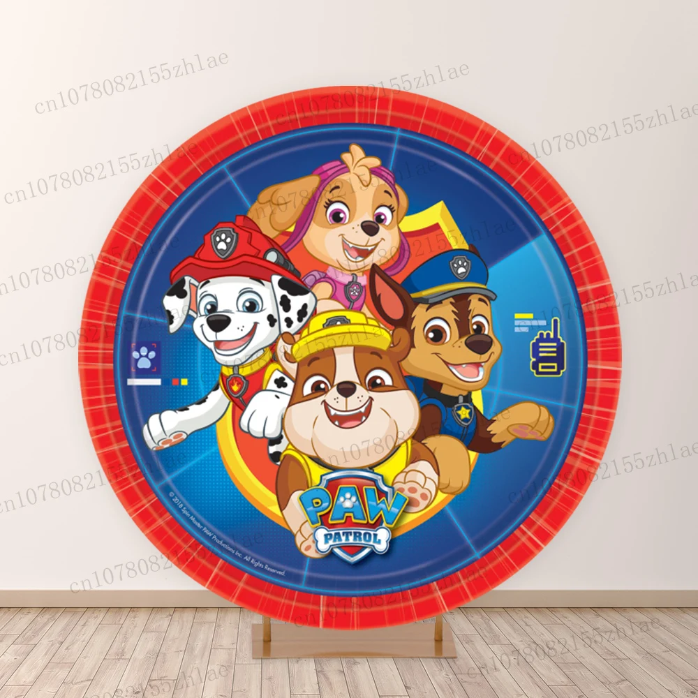 Paw Patrol Round Photo Backdrop Birthday Party Background Cloth Baby Shower Background Decoration