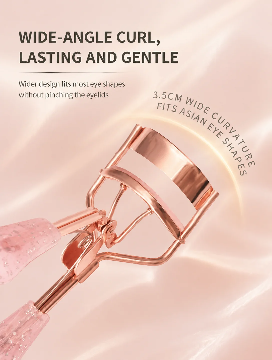 Eyelash Curler Rose Gold Carbon Steel Portable Makeup Tool for Beginners Long Lasting Lash Crimper