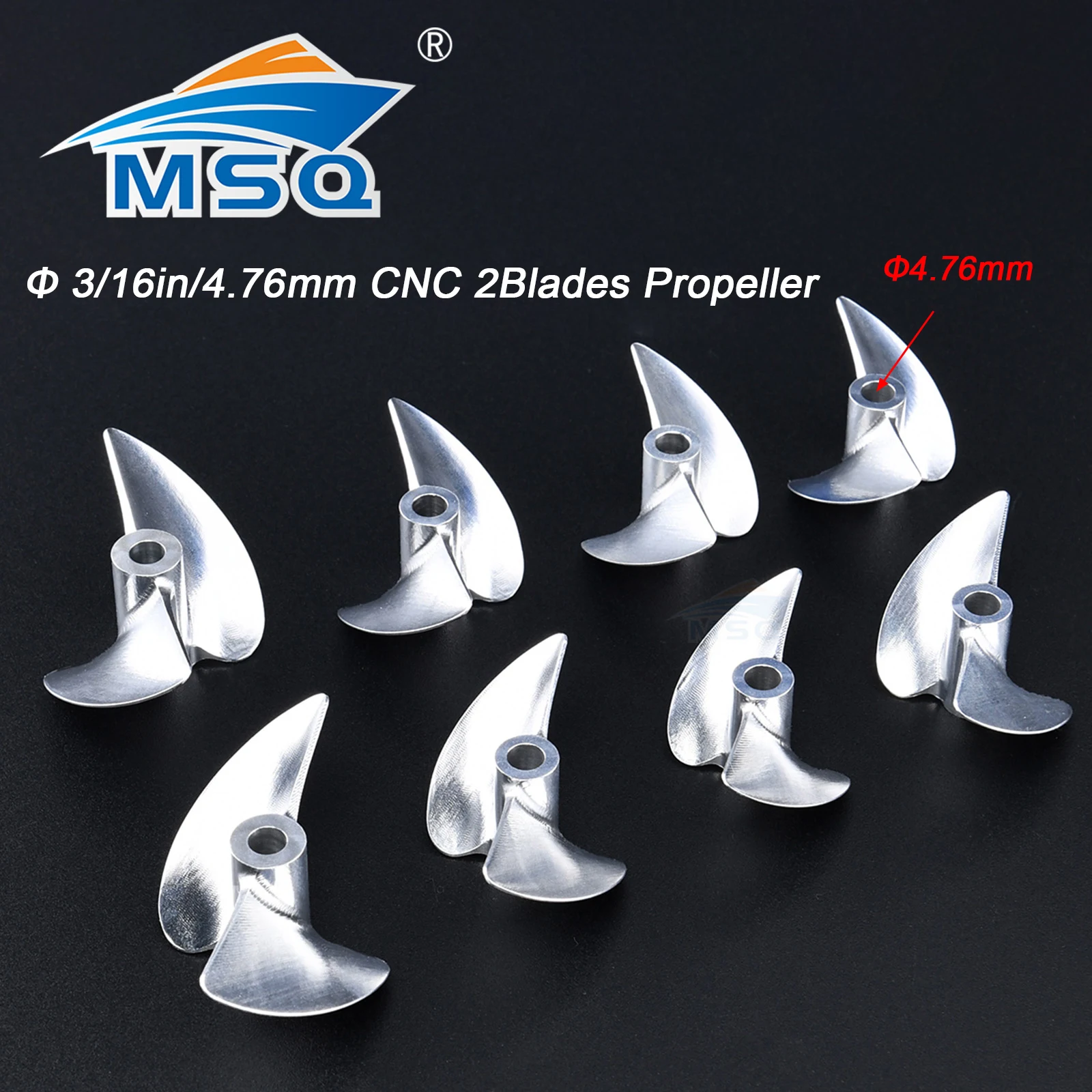 4.76mm Aluminium Propeller 2 Blades Screw Prop Left/Right D38/39/40/42/43/44/45/48/50/52/53/54/56/58mm For Rc Racing Boat