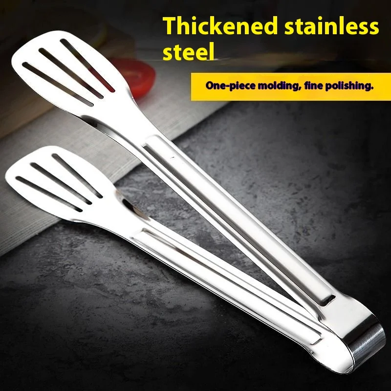 

Kitchen Long Thickened 304 Stainless Steel Food Tongs for Barbecue Steak Roast Meat Pancake Clamp BBQ Cooking Tool